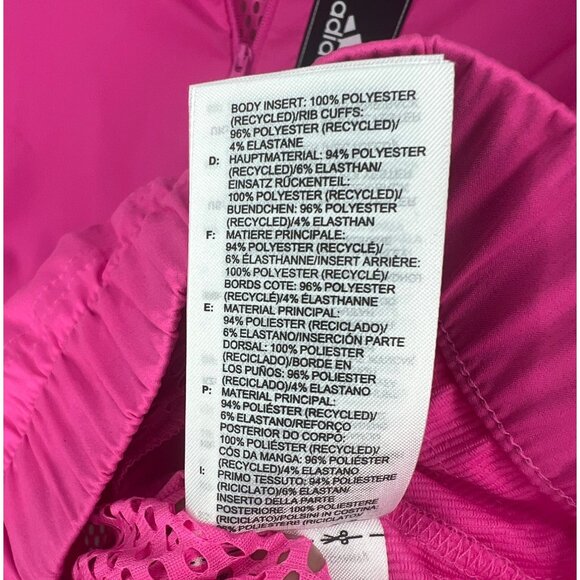Adidas Tech Track Top Pink Primeblue Womens Medium Full-Zip Lightweight Jacket - Picture 4 of 16